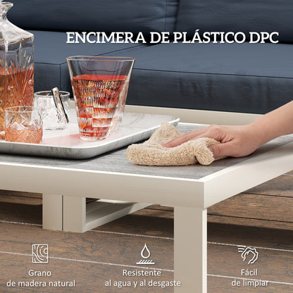 4-Piece Outdoor Garden Furniture Set Sectional L-Shape Sofa with 2 Two-Seater Sofas Adjustable Corner Sofa and Center Table with Beige and Gray Cushions