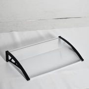 Polycarbonate and Aluminum Canopy for Balconies, Windows, and Doors, Outdoor Awning with PP Support, 110x60x18cm, Transparent