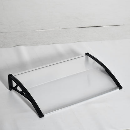 Polycarbonate and Aluminum Canopy for Balconies, Windows, and Doors, Outdoor Awning with PP Support, 110x60x18cm, Transparent