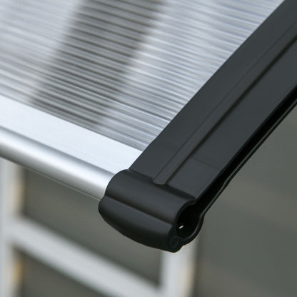 Polycarbonate and Aluminum Canopy for Balconies, Windows, and Doors, Outdoor Awning with PP Support, 110x60x18cm, Transparent