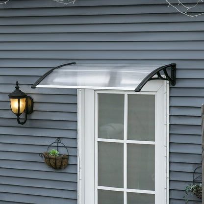 Polycarbonate and Aluminum Canopy for Balconies, Windows, and Doors, Outdoor Awning with PP Support, 110x60x18cm, Transparent