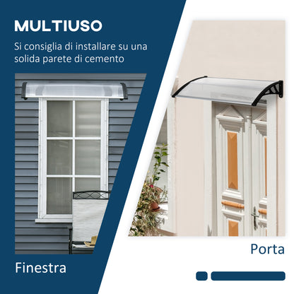 Polycarbonate and Aluminum Canopy for Balconies, Windows, and Doors, Outdoor Awning with PP Support, 110x60x18cm, Transparent