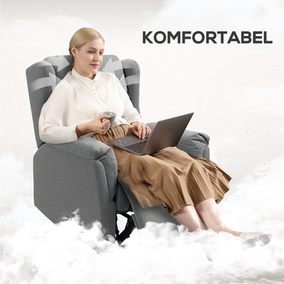 Reclining Armchair, TV Armchair with Pocket Spring Core, Padded Recliner Chair, Relax Armchair Holds up to 150 kg for Living Room, Bedroom, Dark Grey