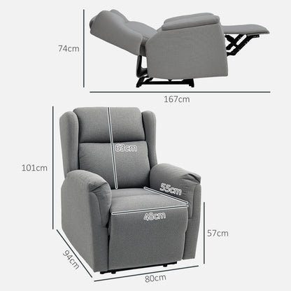Reclining Armchair, TV Armchair with Pocket Spring Core, Padded Recliner Chair, Relax Armchair Holds up to 150 kg for Living Room, Bedroom, Dark Grey