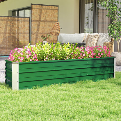 Steel Raised Garden Bed Planter Flower Pot Flower Box with Gloves Green 183 x 47 x 40 cm