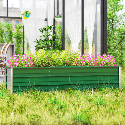 Steel Raised Garden Bed Planter Flower Pot Flower Box with Gloves Green 183 x 47 x 40 cm