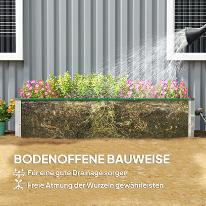 Steel Raised Garden Bed Planter Flower Pot Flower Box with Gloves Green 183 x 47 x 40 cm