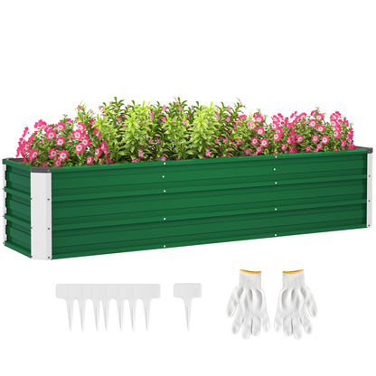 Steel Raised Garden Bed Planter Flower Pot Flower Box with Gloves Green 183 x 47 x 40 cm