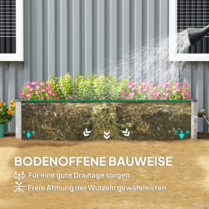 Steel Raised Garden Bed Planter Flower Pot Flower Box with Gloves Green 183 x 47 x 40 cm