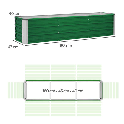 Steel Raised Garden Bed Planter Flower Pot Flower Box with Gloves Green 183 x 47 x 40 cm