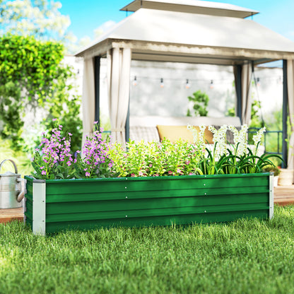 Steel Raised Garden Bed Planter Flower Pot Flower Box with Gloves Green 183 x 47 x 40 cm