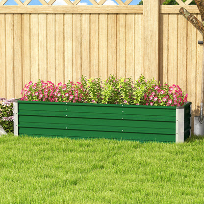 Steel Raised Garden Bed Planter Flower Pot Flower Box with Gloves Green 183 x 47 x 40 cm