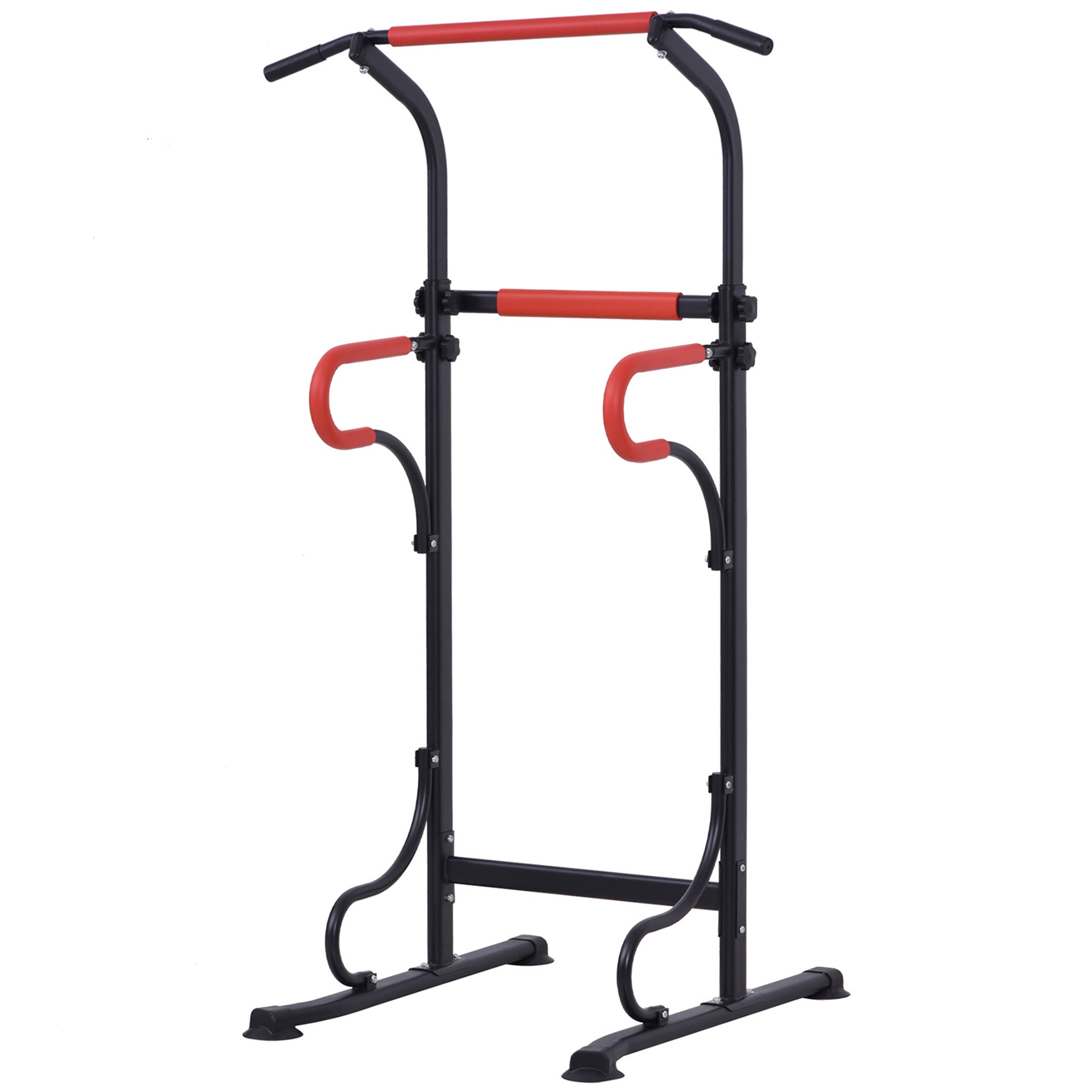 Multifunctional Gym Station Pull-Up Bar Roman Chair Adjustable Height Steel Black Red