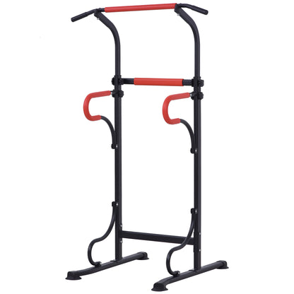 Multifunctional Gym Station Pull-Up Bar Roman Chair Adjustable Height Steel Black Red
