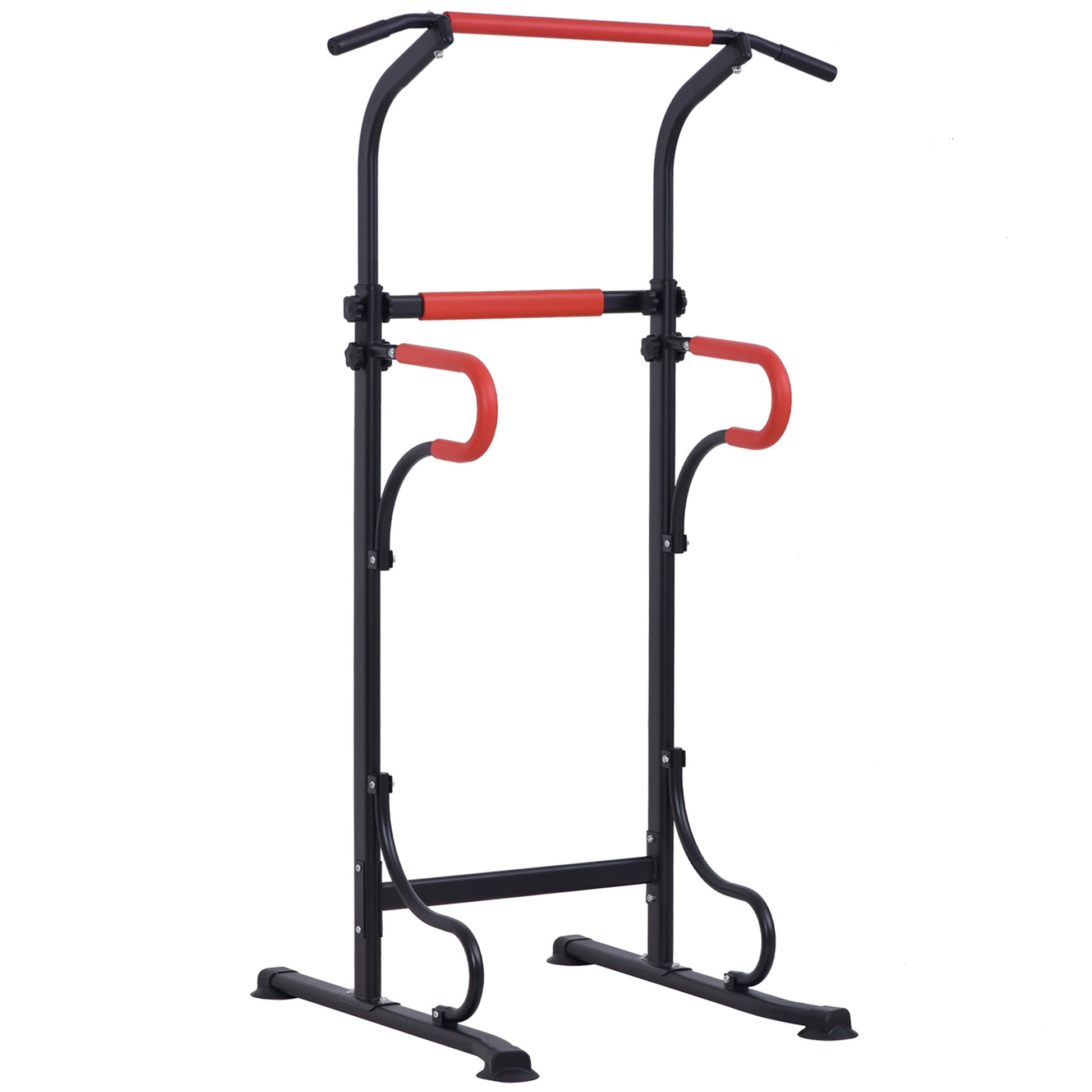 Multifunctional Gym Station Pull-Up Bar Roman Chair Adjustable Height Steel Black Red