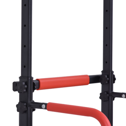 Multifunctional Gym Station Pull-Up Bar Roman Chair Adjustable Height Steel Black Red
