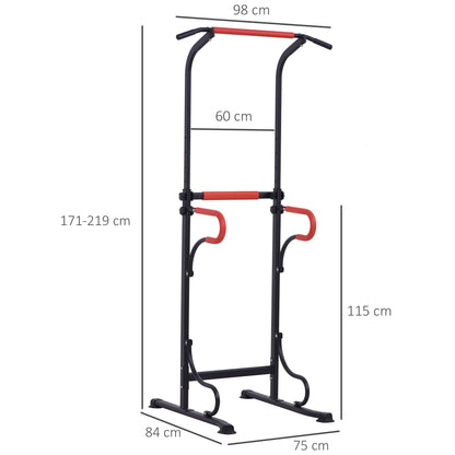 Multifunctional Gym Station Pull-Up Bar Roman Chair Adjustable Height Steel Black Red