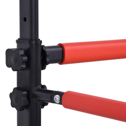 Multifunctional Gym Station Pull-Up Bar Roman Chair Adjustable Height Steel Black Red
