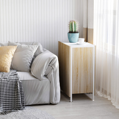 Folding Table Dining Table Side Tables Shelf for Living Room Kitchen Oak Wood Metal Frame Natural+White 169 x 60 x 75 cm