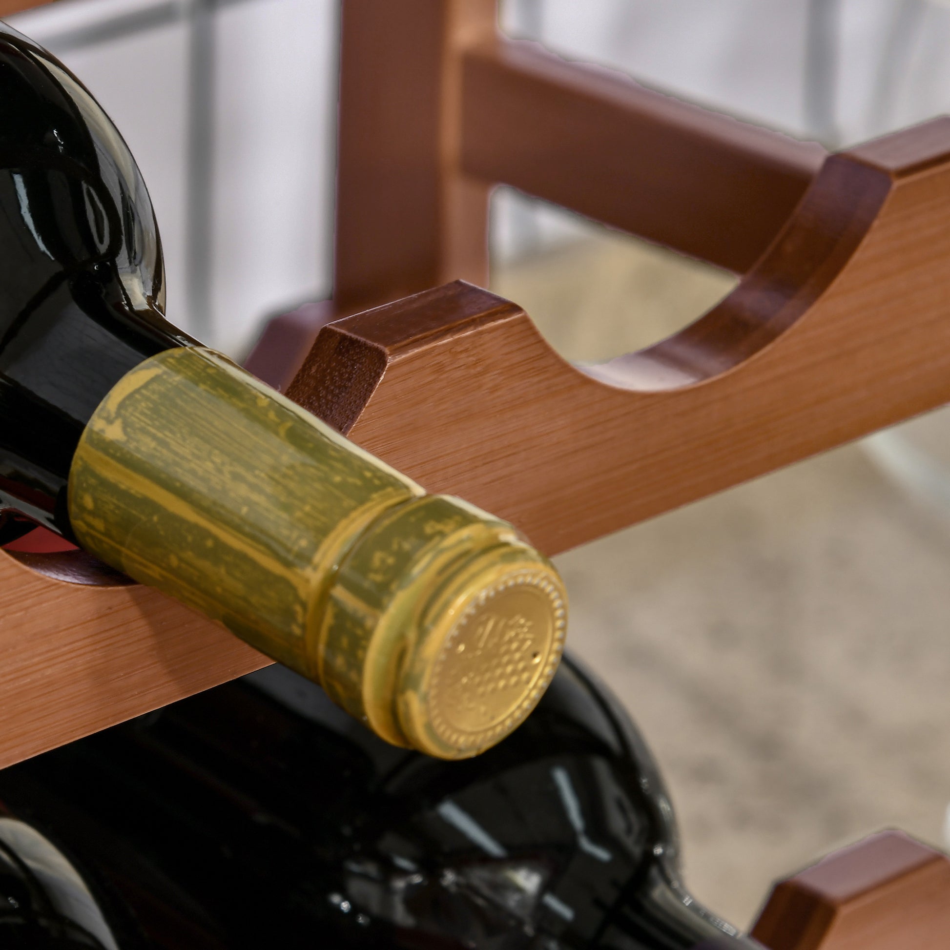 Bamboo Wine Rack for 16 Bottles 4-Tier Wine Shelf Tabletop Wine Bottle Holder for Kitchen Dining Room Bar Load 75 kg 43x23.5x38 cm Brown