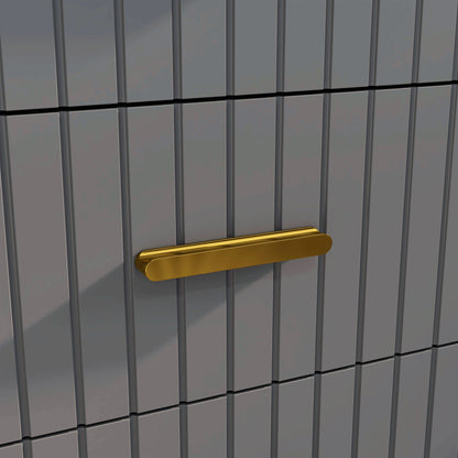 Modern and Anti-Tip 4-Drawer Chest of Drawers, Wood and Aluminum Chest of Drawers, 60x40x90 cm, Gold and Dark Gray