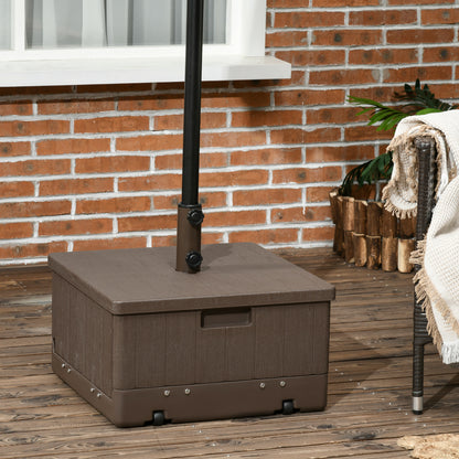 Parasol Base Weights Side Table Planter with Drainage Wheels and Handles PE and Metal Dim. 53L x 53W x 47H cm Brown