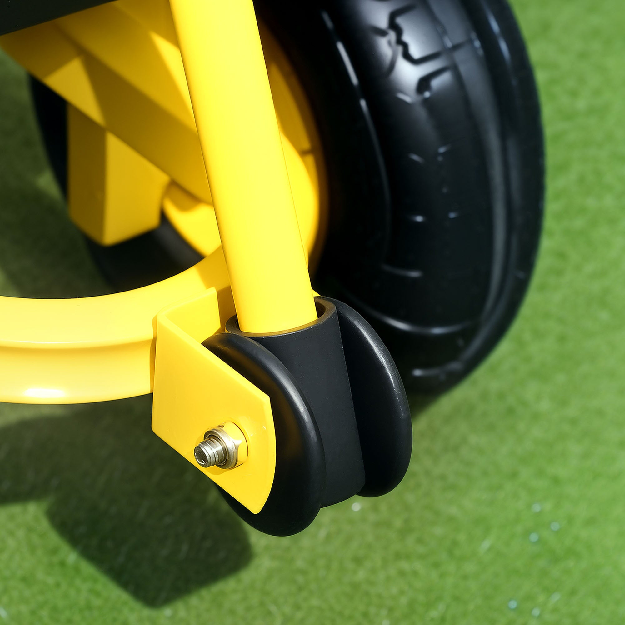 Tipping Garden Cart 200 kg Load Beach Cart with Removable Side Panels 180° Swivel Handle and 4 Large Rubber Pneumatic Wheels Black and Yellow