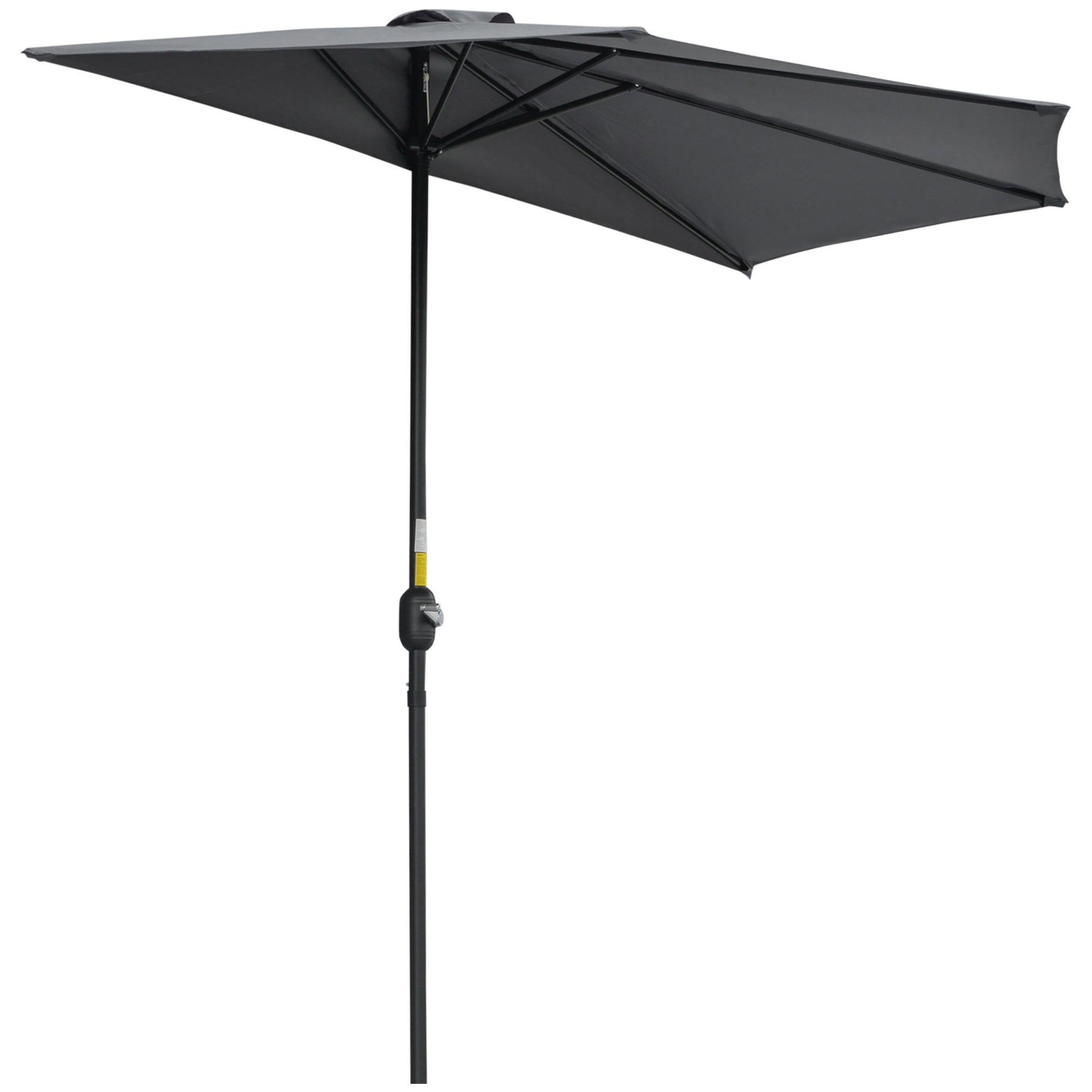 Crank Parasol Garden Umbrella Canopy Market Umbrella, Metal, half-round, Gray+Black