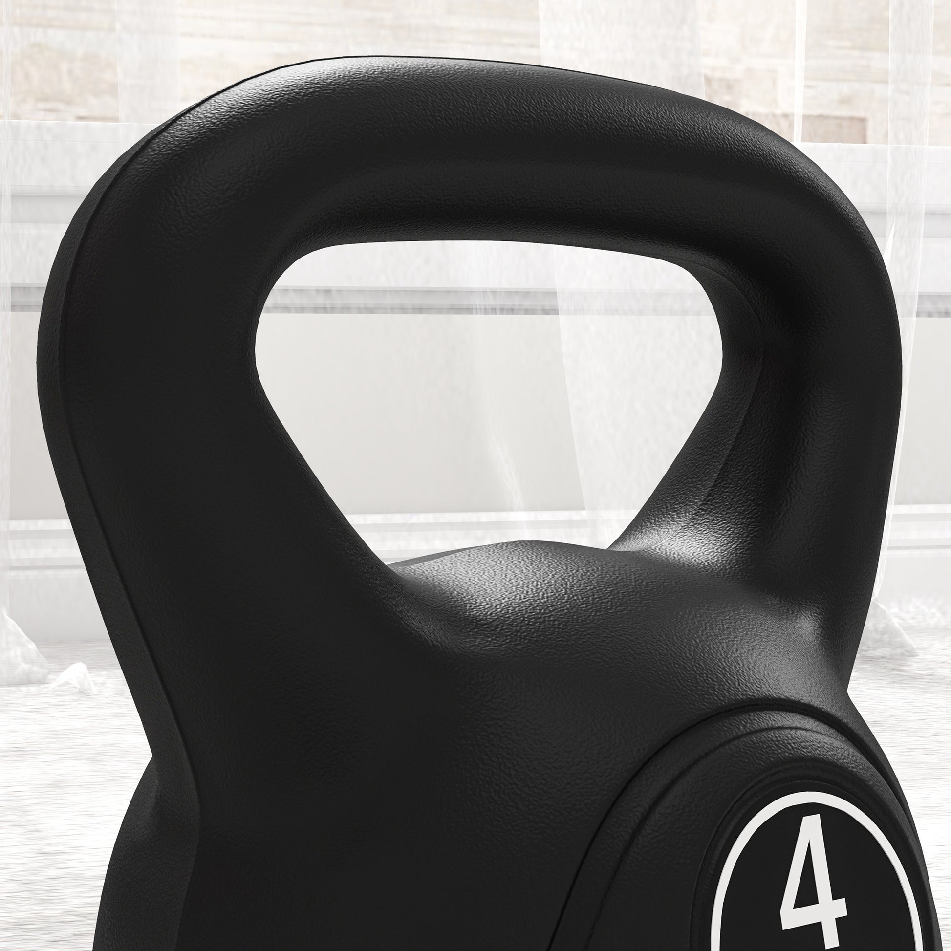 4kg Kettlebell for Sport and Fitness with Flat Base and Handle, Plastic and Sand Kettlebell Weights, 18x12x20 cm, Black