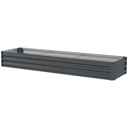 Rectangular raised garden bed, galvanized steel planter, open bottom, planter with protective corners, 240 x 60 x 30 cm, dark gray