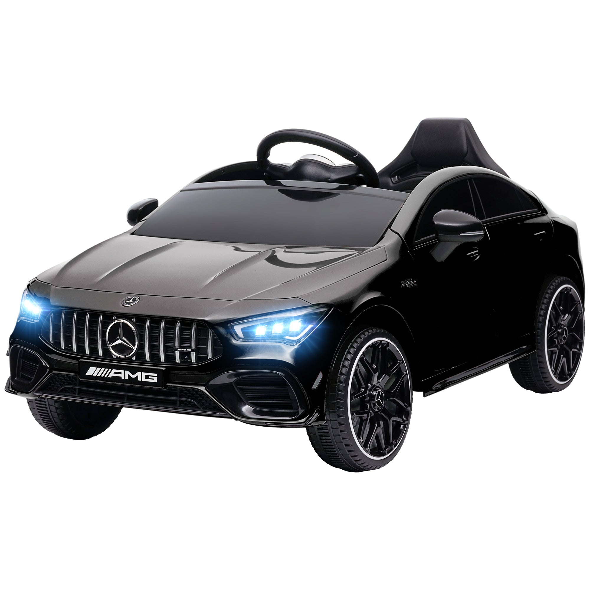 Children's Electric Car Mercedes-benz AMG CLA 45, 12V Kids Car with 2.4GHz Remote Control, Music, Electric Vehicle with Light, USB/MP3 Connection, Kids Vehicle with Horn, for 3-6 Years, Black