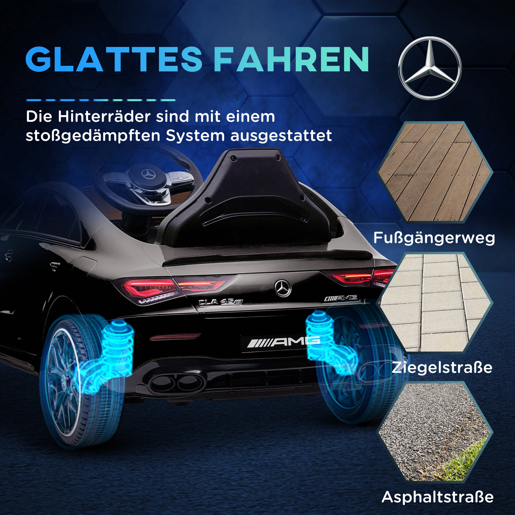 Children's Electric Car Mercedes-benz AMG CLA 45, 12V Kids Car with 2.4GHz Remote Control, Music, Electric Vehicle with Light, USB/MP3 Connection, Kids Vehicle with Horn, for 3-6 Years, Black