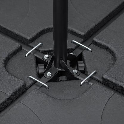 Umbrella Weight 4-Piece Set, Fillable with 60 liters of water/ 78 kg of sand, Market Umbrella Base, Base for Cantilever Umbrella, HDPE, Black