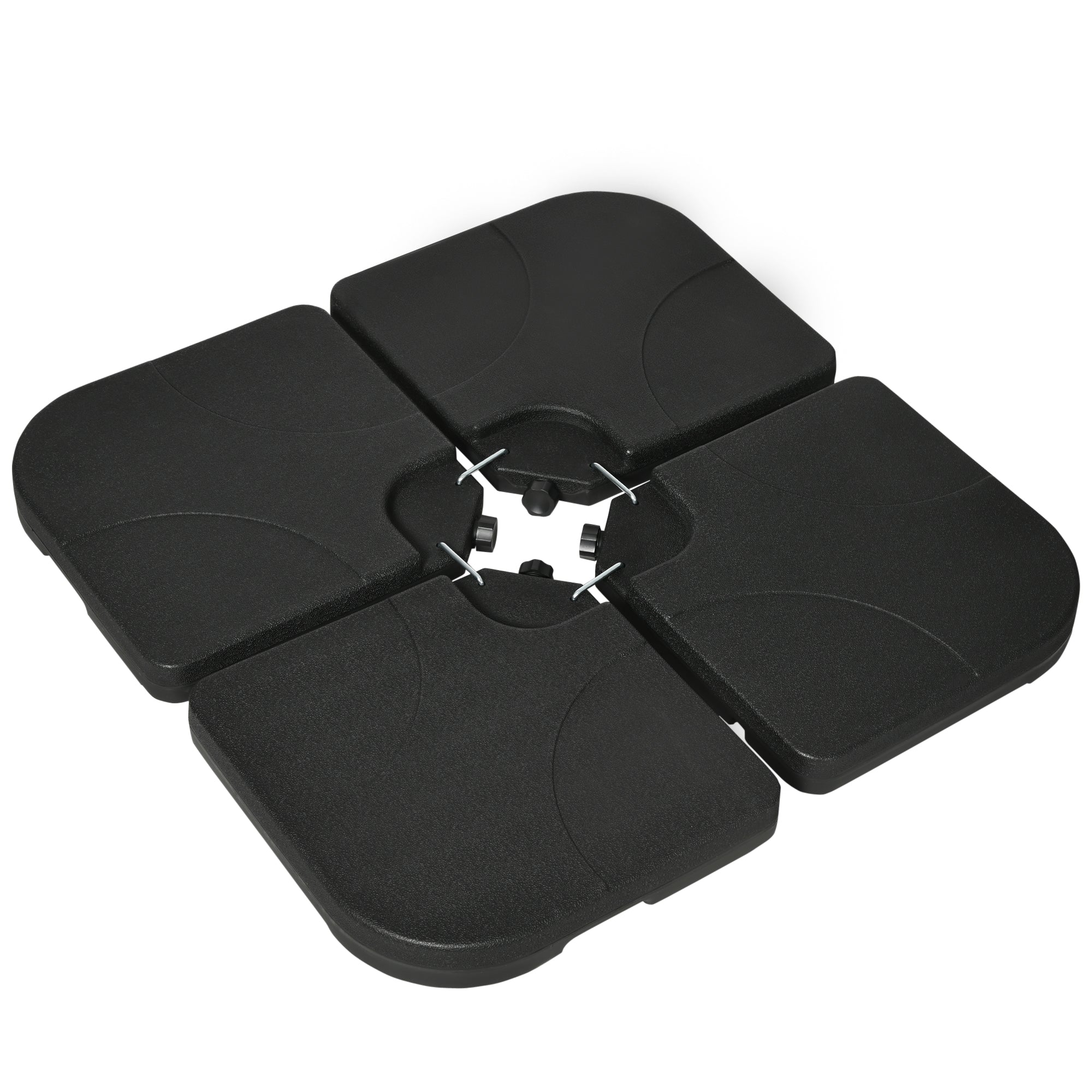 Umbrella Weight 4-Piece Set, Fillable with 60 liters of water/ 78 kg of sand, Market Umbrella Base, Base for Cantilever Umbrella, HDPE, Black