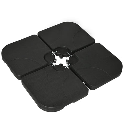 Umbrella Weight 4-Piece Set, Fillable with 60 liters of water/ 78 kg of sand, Market Umbrella Base, Base for Cantilever Umbrella, HDPE, Black