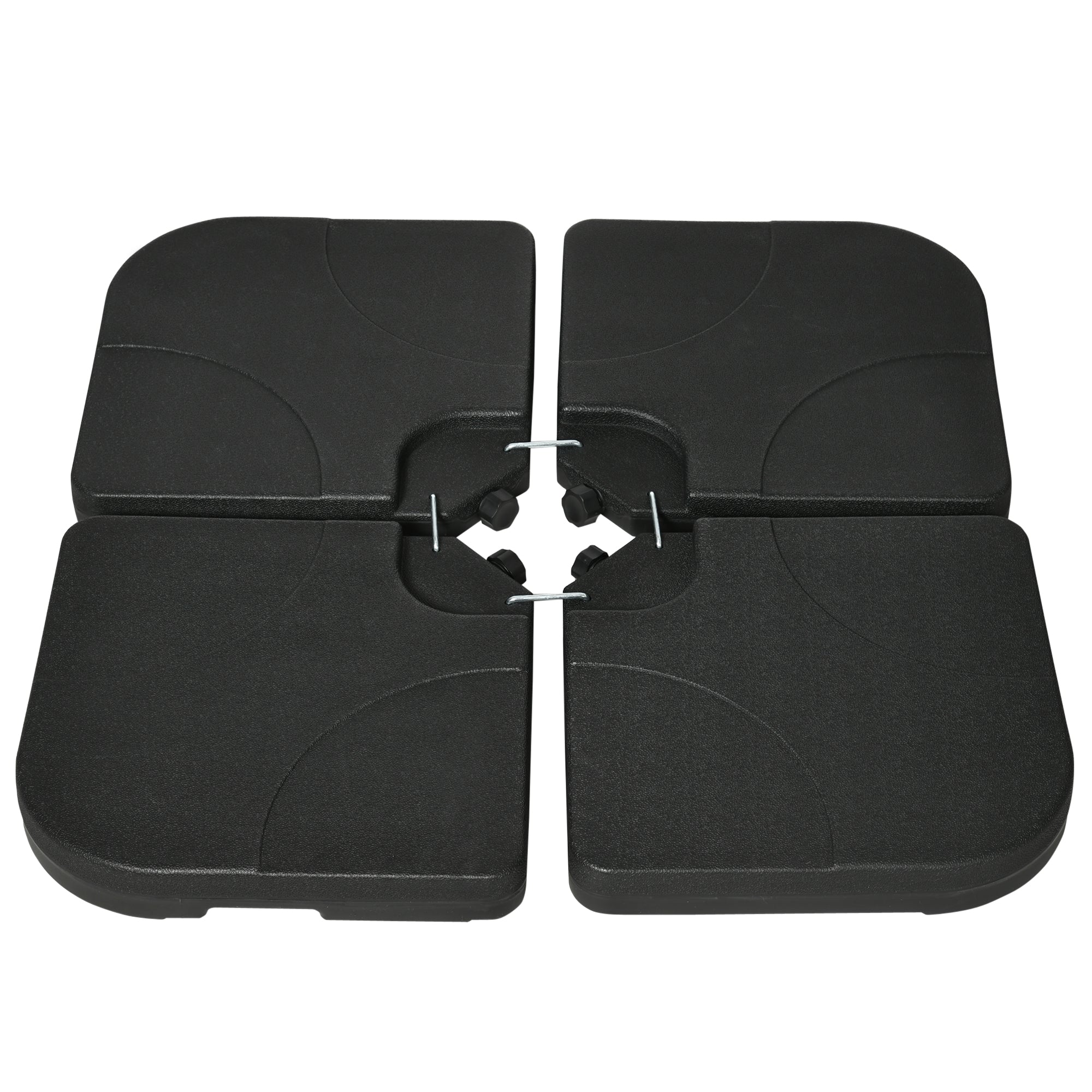 Umbrella Weight 4-Piece Set, Fillable with 60 liters of water/ 78 kg of sand, Market Umbrella Base, Base for Cantilever Umbrella, HDPE, Black