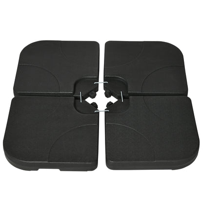 Umbrella Weight 4-Piece Set, Fillable with 60 liters of water/ 78 kg of sand, Market Umbrella Base, Base for Cantilever Umbrella, HDPE, Black