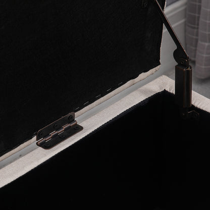 Bench Upholstered Bench with Storage Bench Hallway Bedroom Living Room Linen-like Polyester Rubberwood Cream White 100 x 40 x 44 cm