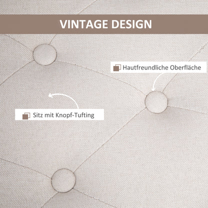 Bench Upholstered Bench with Storage Bench Hallway Bedroom Living Room Linen-like Polyester Rubberwood Cream White 100 x 40 x 44 cm