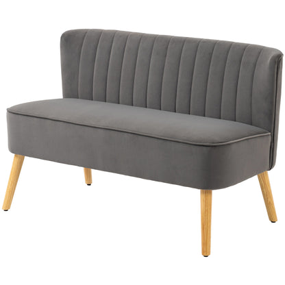 2-Seater Velvet-Look Loveseat Sofa, Modern Upholstered Small Sofa for Living Room, Bedroom, Dark Gray — 117 x 56.5 x 77 cm (46.1 x 22.2 x 30.3 in)