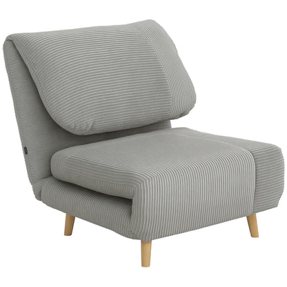 2-in-1 Sleeper Sofa Sleeper Chair Adjustable Folding Mattress Guest Bed in Corduroy Look, for Bedroom, Living Room Gray 82 x 89 x 83 cm