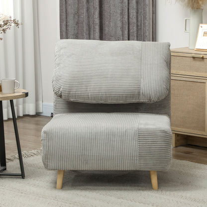 2-in-1 Sleeper Sofa Sleeper Chair Adjustable Folding Mattress Guest Bed in Corduroy Look, for Bedroom, Living Room Gray 82 x 89 x 83 cm
