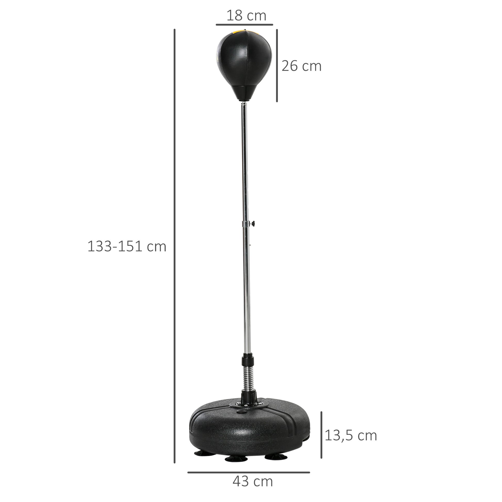 Punching Ball Set Free Standing Boxing Bag Training Set 133-151 cm Height Adjustable with 1 Pair of Gloves Suitable for Professionals and Beginners Black