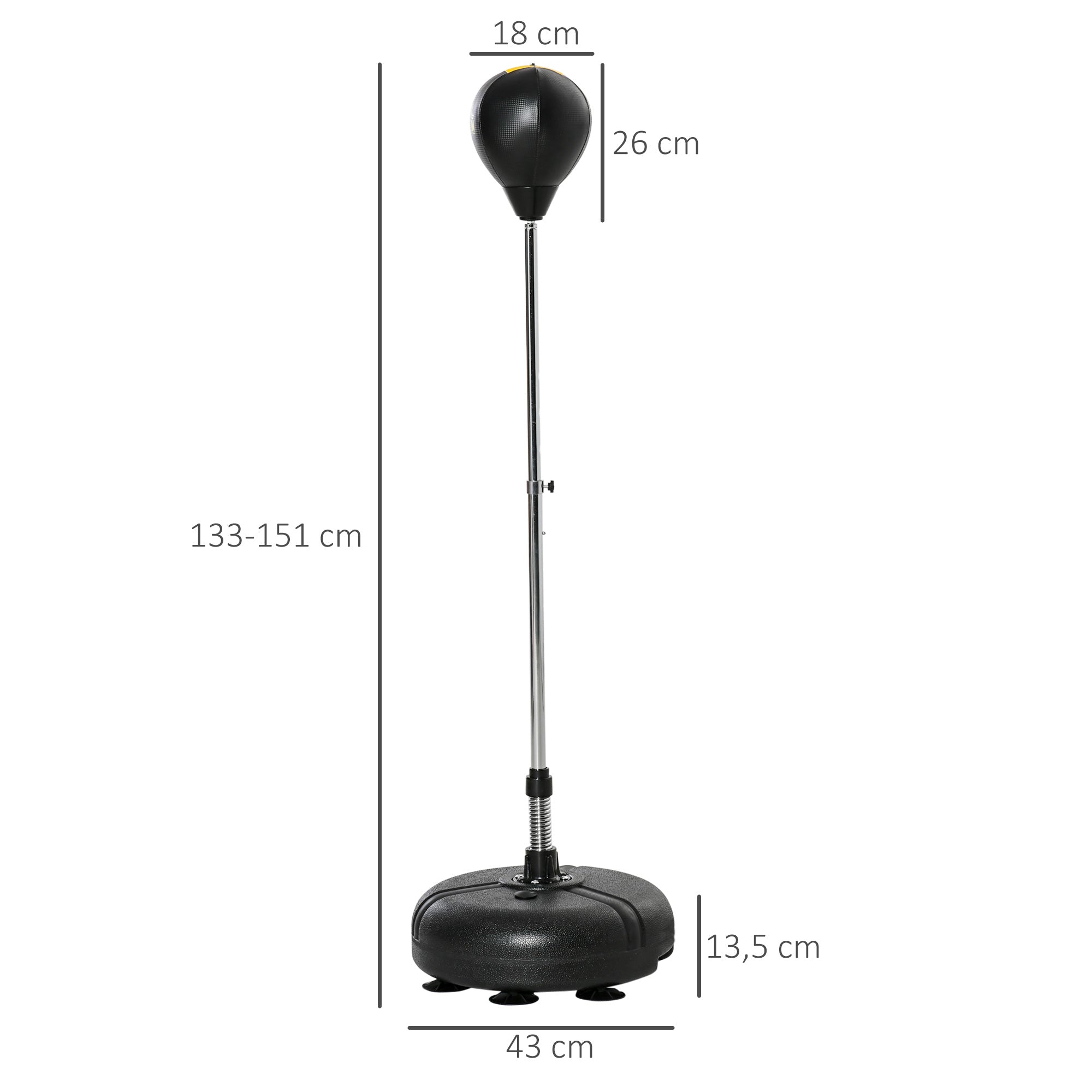 Punching Ball Set Free Standing Boxing Bag Training Set 133-151 cm Height Adjustable with 1 Pair of Gloves Suitable for Professionals and Beginners Black