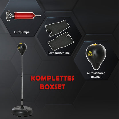 Punching Ball Set Free Standing Boxing Bag Training Set 133-151 cm Height Adjustable with 1 Pair of Gloves Suitable for Professionals and Beginners Black