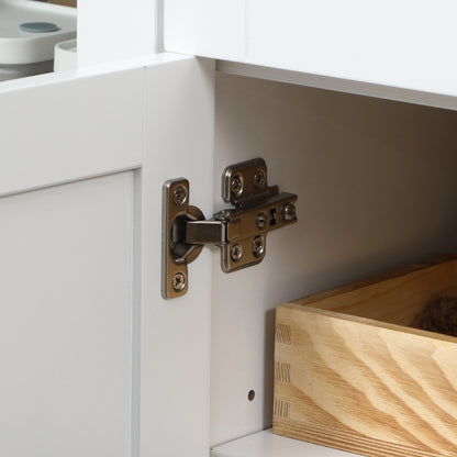 Kitchen Sideboard with 2 Drawers, 2 Glass Doors, and Adjustable Shelves Storage Cabinet for Dining Room Living Room 120x40x90 cm White