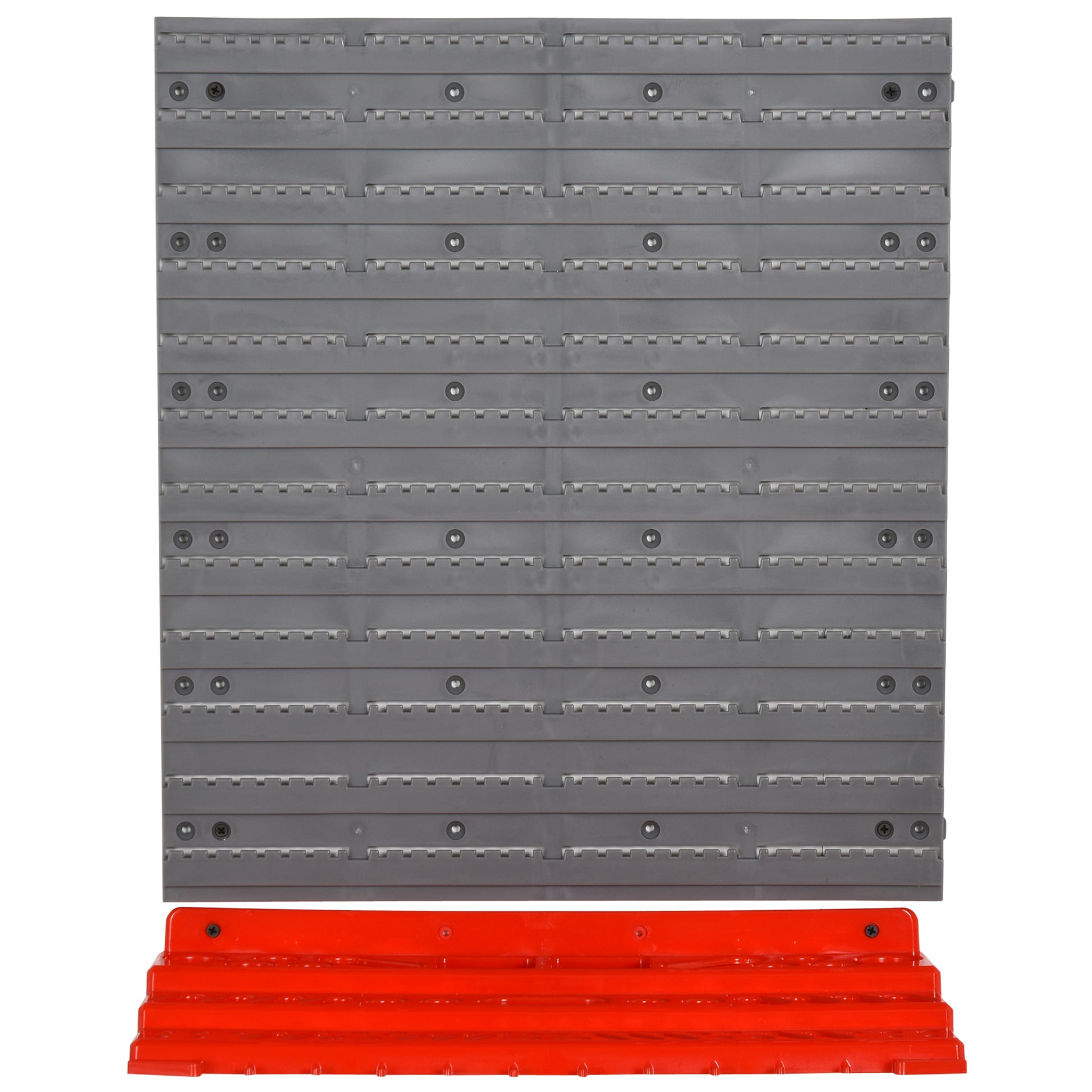Tool Pegboard Wall Shelf 54 pcs Tool Holder Toolboard for Workshop Storage Bins Hook Set PP Grey+Red 95.5 x 23 x 53.5 cm
