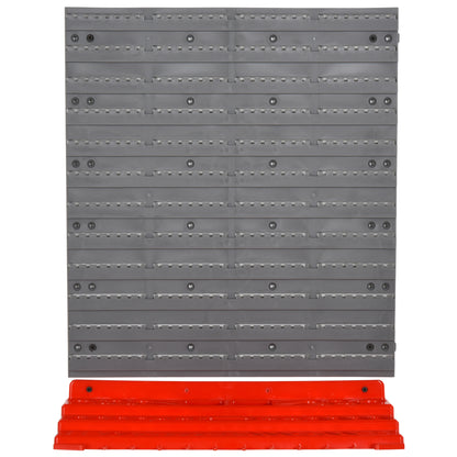 Tool Pegboard Wall Shelf 54 pcs Tool Holder Toolboard for Workshop Storage Bins Hook Set PP Grey+Red 95.5 x 23 x 53.5 cm