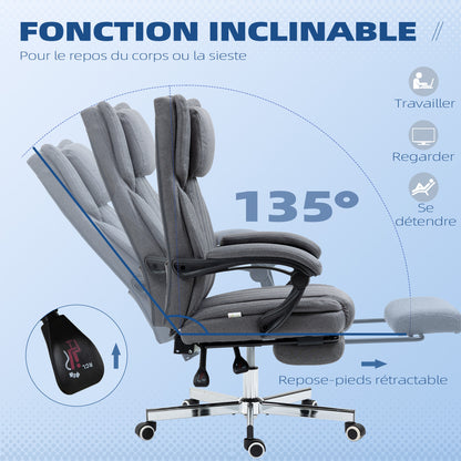 Office Chair Ergonomic Desk Chair Adjustable Height Reclining Backrest Armrests Footrest and Headrest Swivel Office Chair with Wheels 65x61x105-113cm Dark Gray