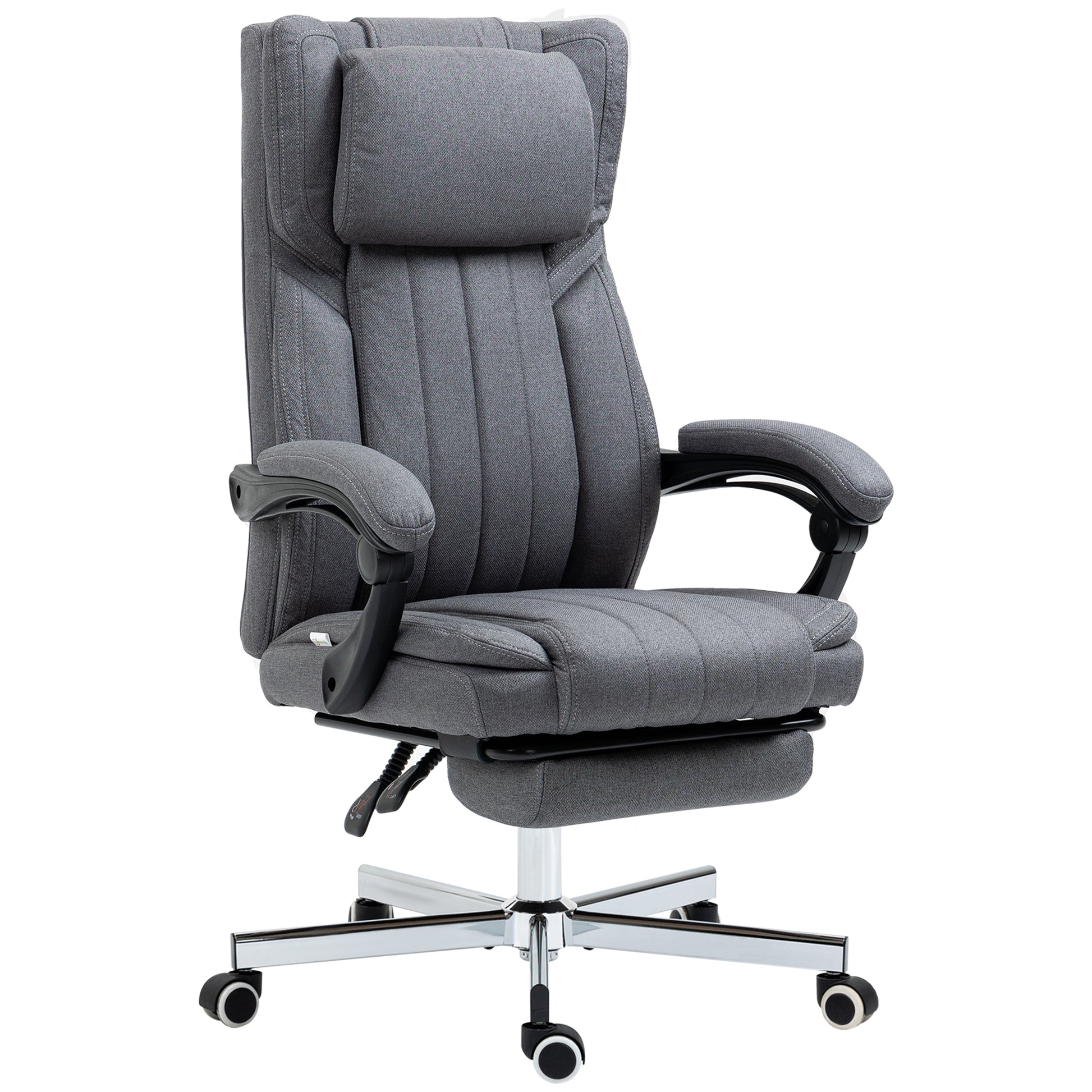 Office Chair Ergonomic Desk Chair Adjustable Height Reclining Backrest Armrests Footrest and Headrest Swivel Office Chair with Wheels 65x61x105-113cm Dark Gray